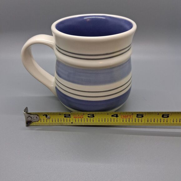 Pfaltzgraff RIO Mug Coffee Tea Cup Blue Stripe Stoneware MEXICO Copyright - Picture 6 of 8